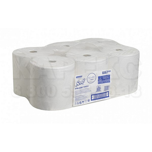 Бумажные полотенца Kimberly-Clark   в рулонах Scott® белые однослойные (6 рулонов х 304 метров)
