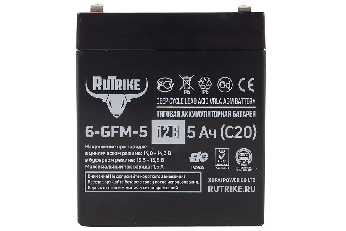 Тяговый аккумулятор RuTrike 6-GFM-5 (12V5A/H C20)