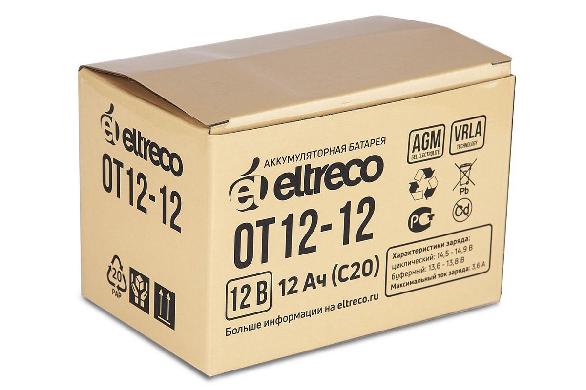 Тяговый аккумулятор ELTRECO ОТ12-12 (6-F-12) (12V12A/H C20)