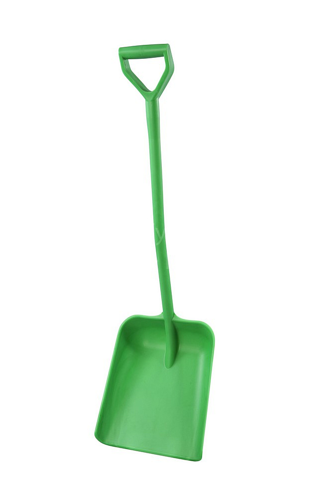 Лопата литая с короткой ручкой, эргономичная, полипропилен - 330х380х1120 мм., зеленый